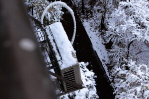 heat pump operating in winter snow in Salt Lake Valley